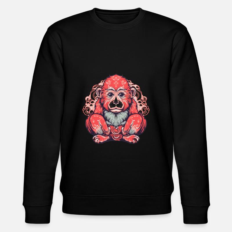 Süßer Anime -Stil Macaque Kawaii - Stanley/Stella Unisex Bio-Sweatshirt CHANGER  - Schwarz