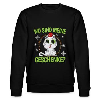 Wo Sind Meine Geschenk Kätzchen Weihnachtliches - Stanley/Stella Unisex Bio-Sweatshirt CHANGER  - Schwarz - Vorne - Nik (191cm) & Marisol (170cm)