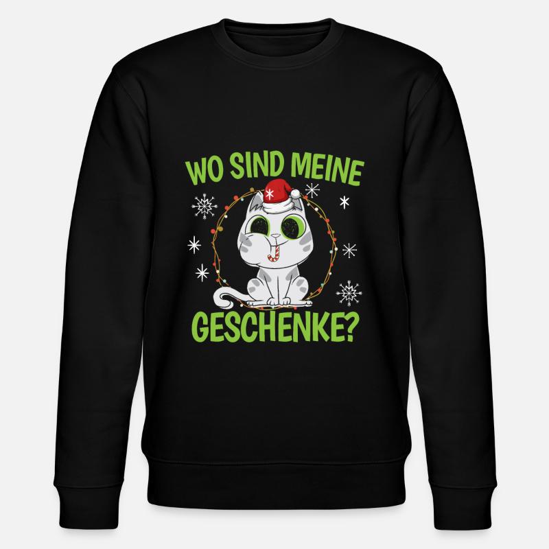 Wo Sind Meine Geschenk Kätzchen Weihnachtliches - Stanley/Stella Unisex Bio-Sweatshirt CHANGER  - Schwarz