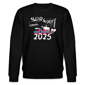 Norwegen 2025 Dorsch mit Bergen und Elch Angeln - Stanley/Stella Unisex Bio-Sweatshirt CHANGER  - Schwarz - Vorne - Nik (191cm) & Marisol (170cm)