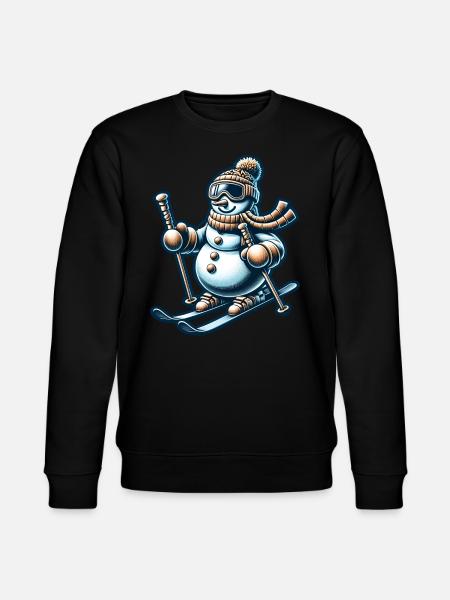 Skiing Snowman - Stanley/Stella CHANGER Unisex Organic Sweatshirt - black