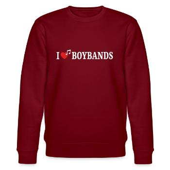 I Love Boybands Funny Fangirl Concert - Stanley/Stella CHANGER Unisex Organic Sweatshirt - burgundy - Front - Nik (191cm) & Marisol (170cm)