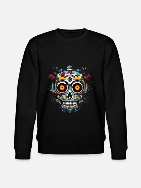 Mexican skull of robot - Stanley/Stella CHANGER Unisex Organic Sweatshirt - black