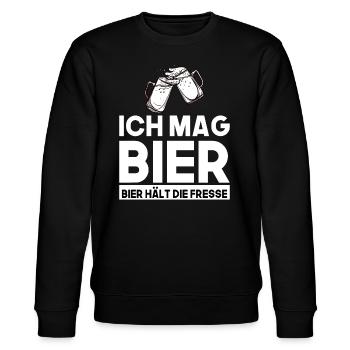 Ich mag Bier bier hält die Fresse - Stanley/Stella Unisex Bio-Sweatshirt CHANGER  - Schwarz - Vorne - Nik (191cm) & Marisol (170cm)