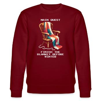 Crochet Quest: Blanket Finished | Wool handmade - Stanley/Stella CHANGER Unisex Organic Sweatshirt - burgundy - Front - Nik (191cm) & Marisol (170cm)