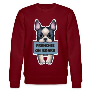 French bulldog sticker on board - Stanley/Stella CHANGER Unisex Organic Sweatshirt - burgundy - Front - Nik (191cm) & Marisol (170cm)