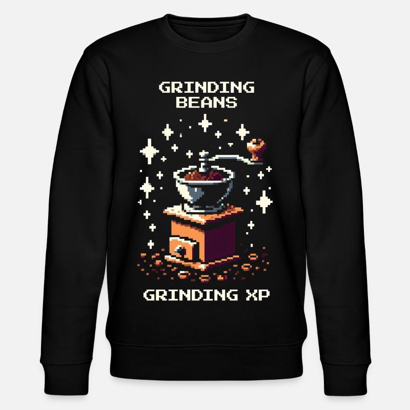 Bohnen mahlen, XP sammeln | Kaffee Barista - Stanley/Stella Unisex Bio-Sweatshirt CHANGER  - Schwarz