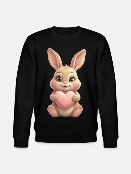 Cuddly bunny with pink heart - Stanley/Stella CHANGER Unisex Organic Sweatshirt - black
