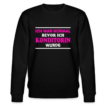 Konditorin Spruch Backen Witz Konditorin Geschenk - Stanley/Stella Unisex Bio-Sweatshirt CHANGER  - Schwarz - Vorne - Nik (191cm) & Marisol (170cm)