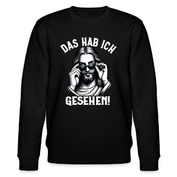 Jesus Meme, Das Habe Ich Gesehen, Lustiges Jesus - Stanley/Stella Unisex Bio-Sweatshirt CHANGER  - Schwarz - Vorne - Nik (191cm) & Marisol (170cm)