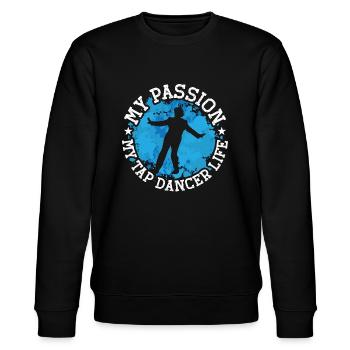 Tap Dancer My Passion My Tap Stomping Tap Dancers - Stanley/Stella Unisex Bio-Sweatshirt CHANGER  - Schwarz - Vorne - Nik (191cm) & Marisol (170cm)