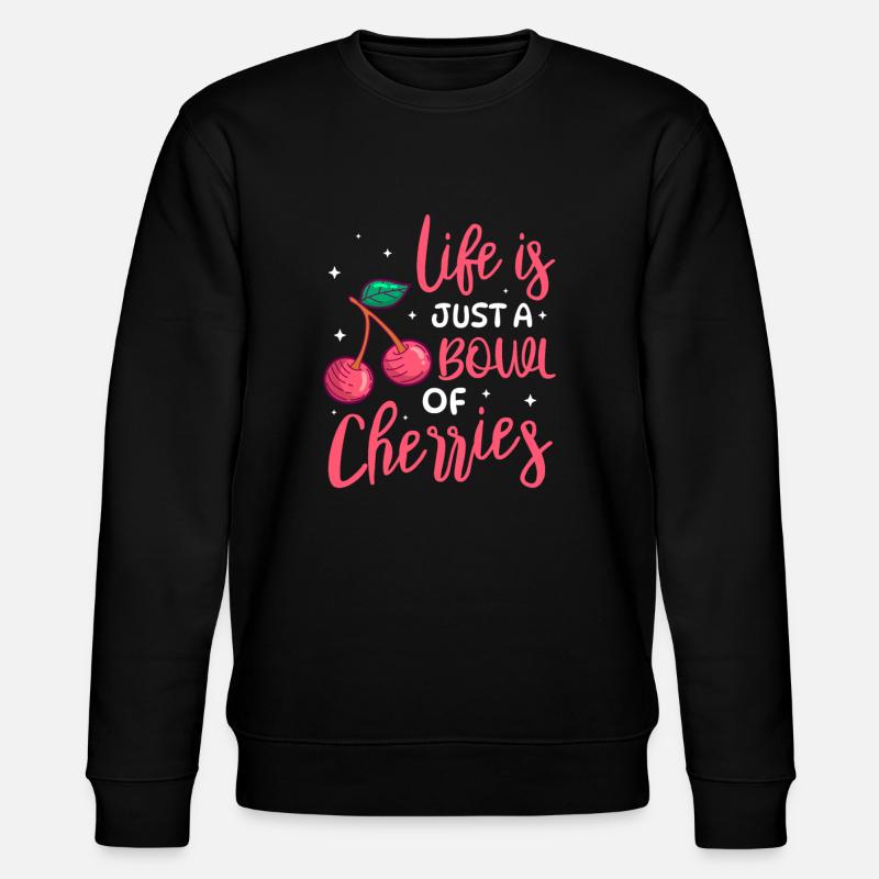 Kirsche Kirschbaum Kirschblüte Frucht Geschenk - Stanley/Stella Unisex Bio-Sweatshirt CHANGER  - Schwarz