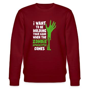 Zombie Zombie-Jäger Zombieapokalypse Geschenk - Stanley/Stella Unisex Bio-Sweatshirt CHANGER  - Burgunderrot - Vorne - Nik (191cm) & Marisol (170cm)