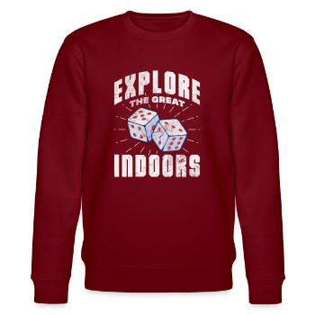 Board game - Stanley/Stella CHANGER Unisex Organic Sweatshirt - burgundy - Front - Nik (191cm) & Marisol (170cm)