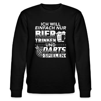 DART ICH WILL EINFACH NUR BIER UND DARTS - Stanley/Stella Unisex Bio-Sweatshirt CHANGER  - Schwarz - Vorne - Nik (191cm) & Marisol (170cm)
