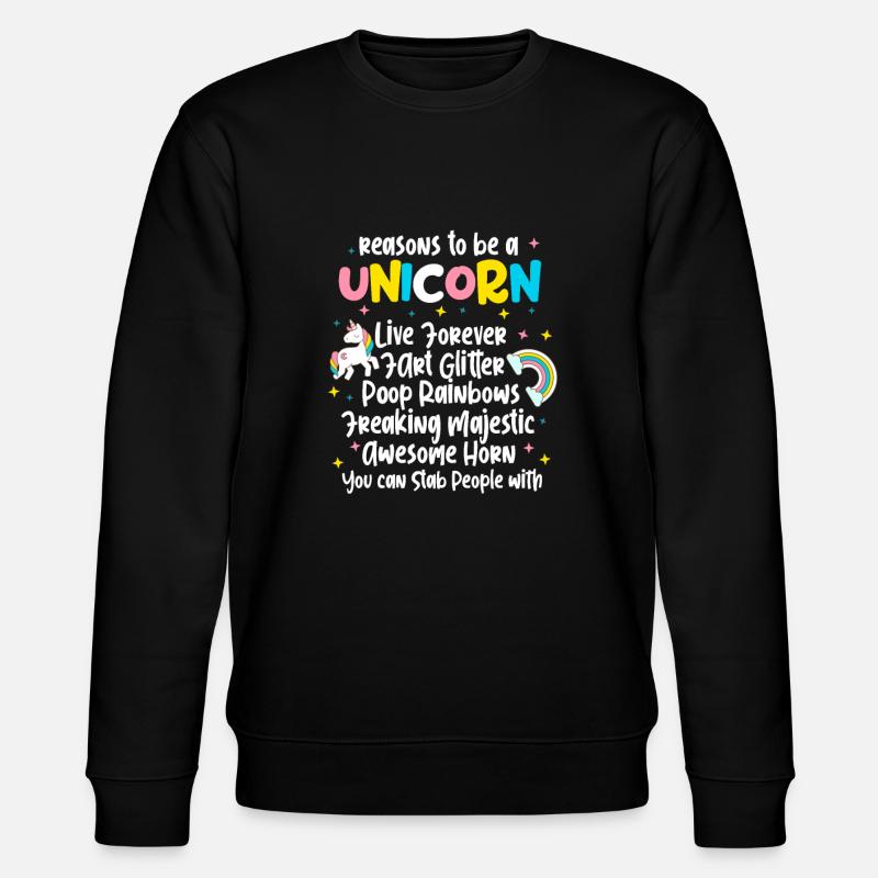 Einhorn - Stanley/Stella Unisex Bio-Sweatshirt CHANGER  - Schwarz