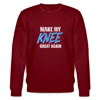 Knie Op Operation Verletzung Chirurgie Geschenk - Stanley/Stella Unisex Bio-Sweatshirt CHANGER  - Burgunderrot - Vorne - Nik (191cm) & Marisol (170cm)