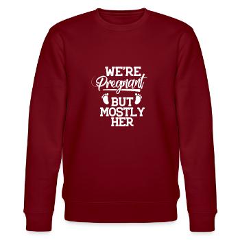 Pregnancy - Stanley/Stella CHANGER Unisex Organic Sweatshirt - burgundy - Front - Nik (191cm) & Marisol (170cm)