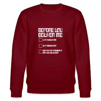Support technique - Sweat bio CHANGER Stanley/Stella Unisexe - bordeaux - Devant - Nik (191cm) & Marisol (170cm)
