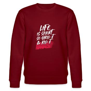 Biker - Stanley/Stella CHANGER Unisex Organic Sweatshirt - burgundy - Front - Nik (191cm) & Marisol (170cm)
