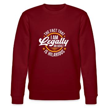 Volljährig Erwachsen Volljährigkeit Geschenk - Stanley/Stella Unisex Bio-Sweatshirt CHANGER  - Burgunderrot - Vorne - Nik (191cm) & Marisol (170cm)