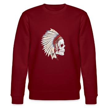 Indianer - Stanley/Stella Unisex Bio-Sweatshirt CHANGER  - Burgunderrot - Vorne - Nik (191cm) & Marisol (170cm)