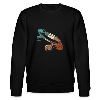 Skateboard Longboard Skater Skate Skaten Geschenk - Stanley/Stella Unisex Bio-Sweatshirt CHANGER  - Schwarz - Vorne - Nik (191cm) & Marisol (170cm)