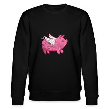 Pig Pig PigLet Sow Pigs Gift - Stanley/Stella CHANGER Unisex Organic Sweatshirt - black - Front - Nik (191cm) & Marisol (170cm)