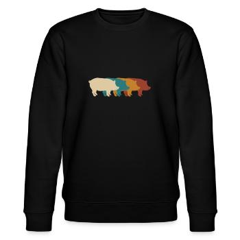 Pig - Stanley/Stella CHANGER Unisex Organic Sweatshirt - black - Front - Nik (191cm) & Marisol (170cm)