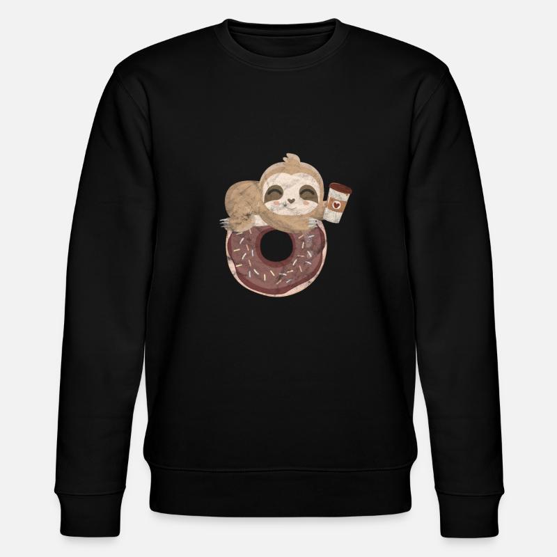 Donut Coffee Sloth - Stanley/Stella CHANGER Unisex Organic Sweatshirt - black