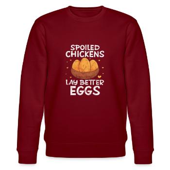 Chicken - Stanley/Stella CHANGER Unisex Organic Sweatshirt - burgundy - Front - Nik (191cm) & Marisol (170cm)