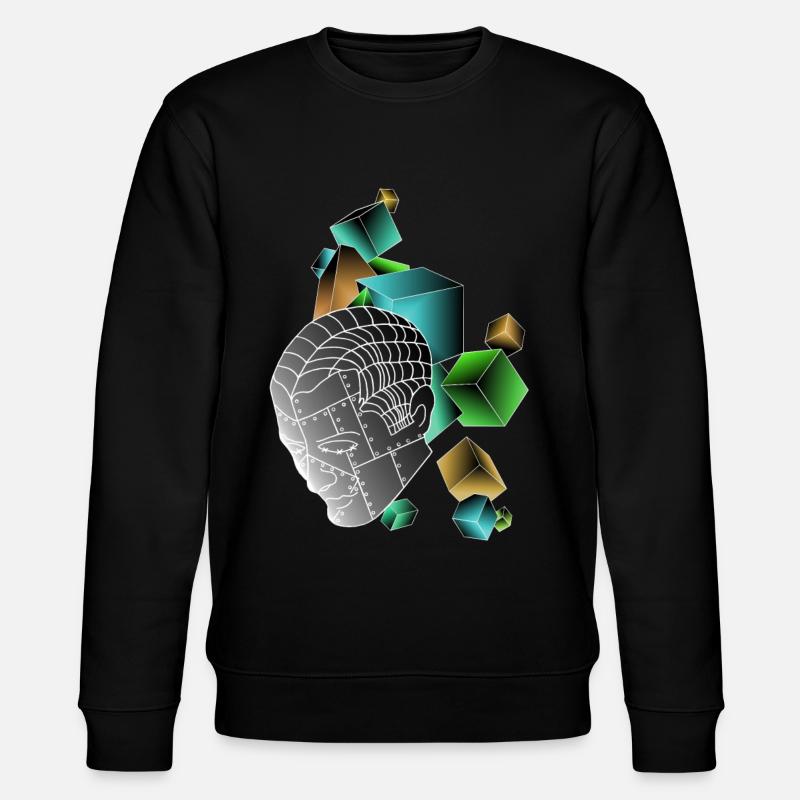 Roboter mit Würfeln bunt - Stanley/Stella Unisex Bio-Sweatshirt CHANGER  - Schwarz
