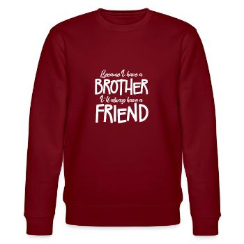 Big Brother Sibling Sister Gift - Stanley/Stella CHANGER Unisex Organic Sweatshirt - burgundy - Front - Nik (191cm) & Marisol (170cm)