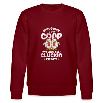 Chicken - Stanley/Stella CHANGER Unisex Organic Sweatshirt - burgundy - Front - Nik (191cm) & Marisol (170cm)