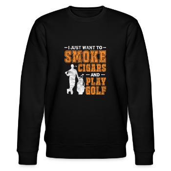 Cigar Golf - Stanley/Stella CHANGER Unisex Organic Sweatshirt - black - Front - Nik (191cm) & Marisol (170cm)