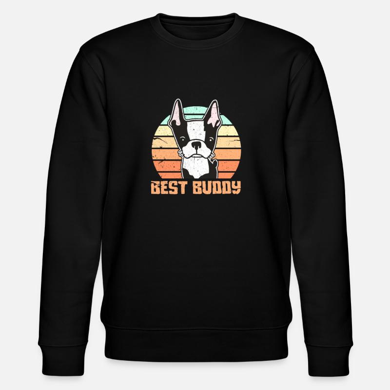 Boston Terrier - Stanley/Stella Unisex Bio-Sweatshirt CHANGER  - Schwarz