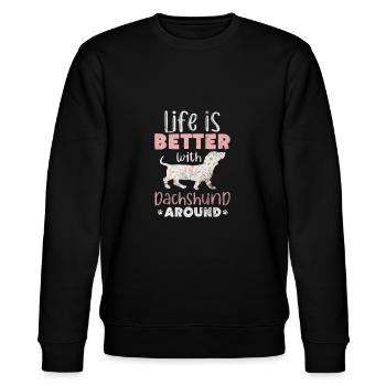 Dackel - Stanley/Stella Unisex Bio-Sweatshirt CHANGER  - Schwarz - Vorne - Nik (191cm) & Marisol (170cm)