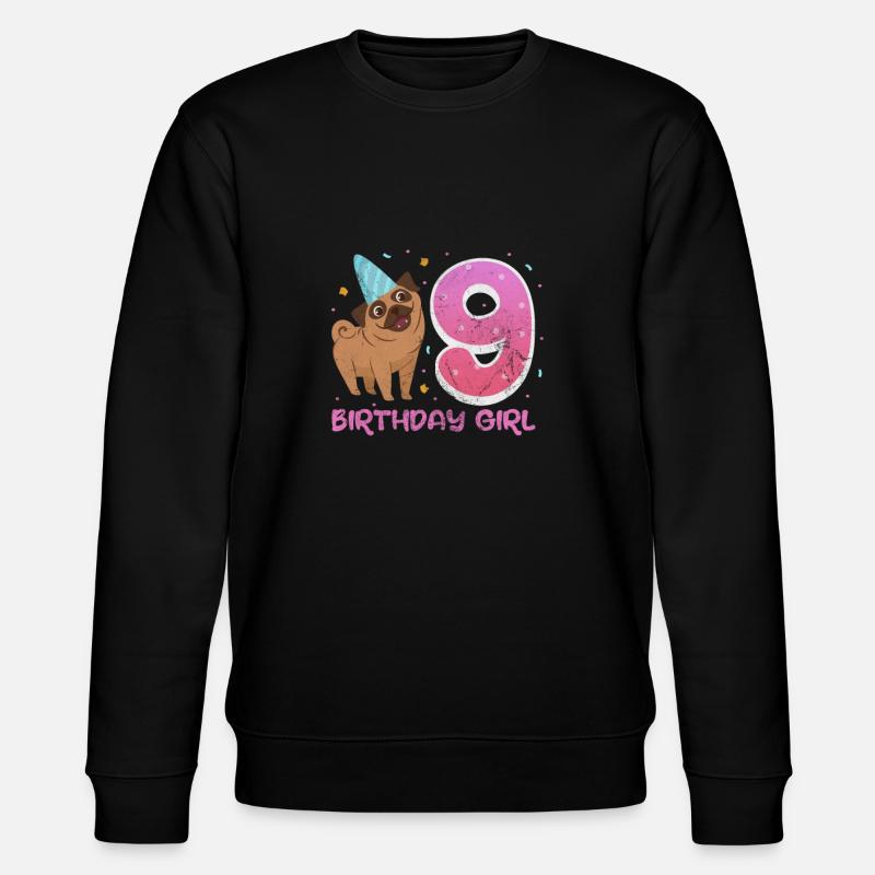 Pug 9th birthday - Stanley/Stella CHANGER Unisex Organic Sweatshirt - black