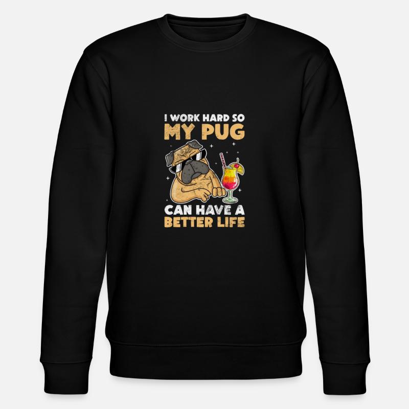 Pug - Stanley/Stella CHANGER Unisex Organic Sweatshirt - black