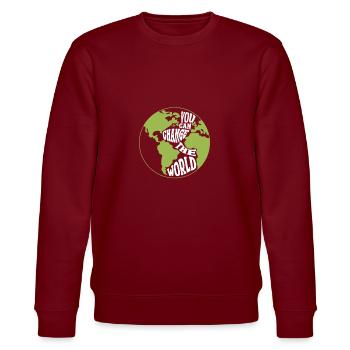 Climate change - Stanley/Stella CHANGER Unisex Organic Sweatshirt - burgundy - Front - Nik (191cm) & Marisol (170cm)