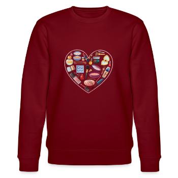 Kosmetikerin - Stanley/Stella Unisex Bio-Sweatshirt CHANGER  - Burgunderrot - Vorne - Nik (191cm) & Marisol (170cm)