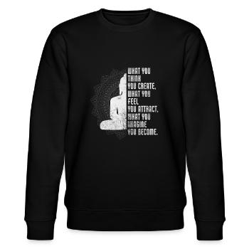 Meditation - Stanley/Stella Unisex Bio-Sweatshirt CHANGER  - Schwarz - Vorne - Nik (191cm) & Marisol (170cm)