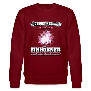 Hörakustikerin Hörakustik Hörakustiker Hörgerät - Stanley/Stella Unisex Bio-Sweatshirt CHANGER  - Burgunderrot - Vorne - Nik (191cm) & Marisol (170cm)