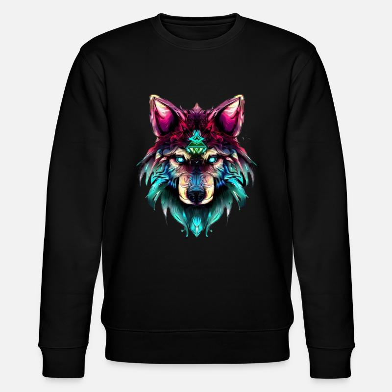 Mystic Wolf Synthwave Wolf Head - Sweat bio CHANGER Stanley/Stella Unisexe - noir
