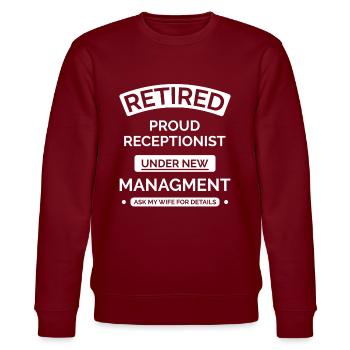 Retired receptionist - Stanley/Stella CHANGER Unisex Organic Sweatshirt - burgundy - Front - Nik (191cm) & Marisol (170cm)