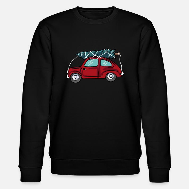 Weihnachtsbaum Rotes Auto - Stanley/Stella Unisex Bio-Sweatshirt CHANGER  - Schwarz