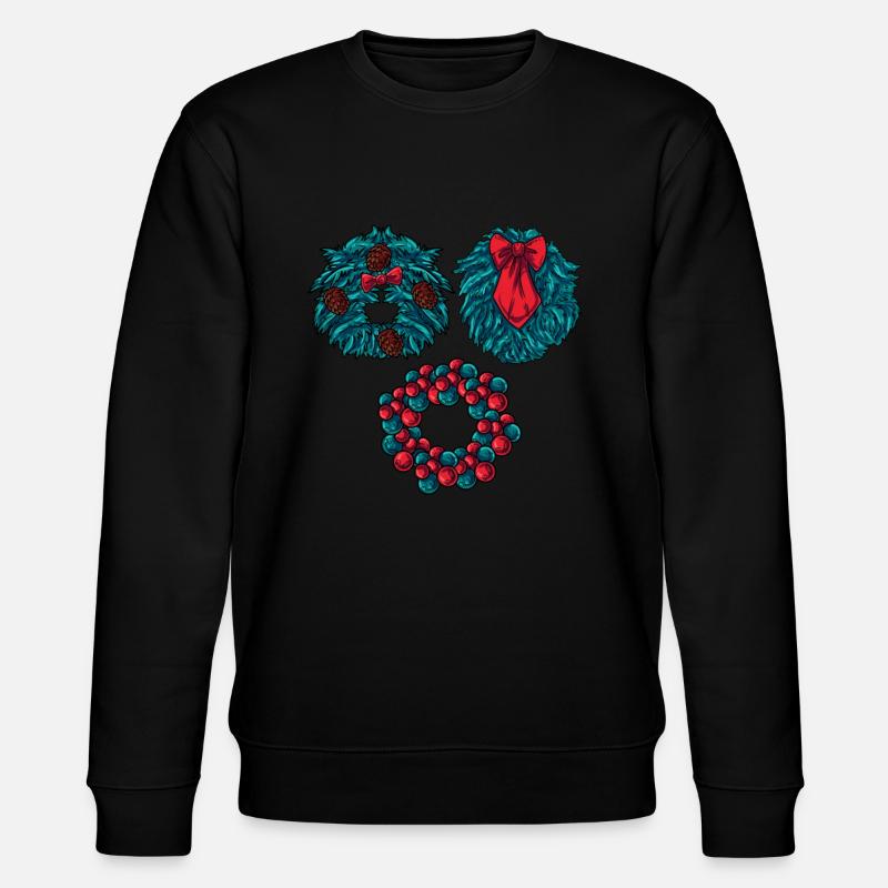 Drei verschiedene Weihnachtskränze - Stanley/Stella Unisex Bio-Sweatshirt CHANGER  - Schwarz