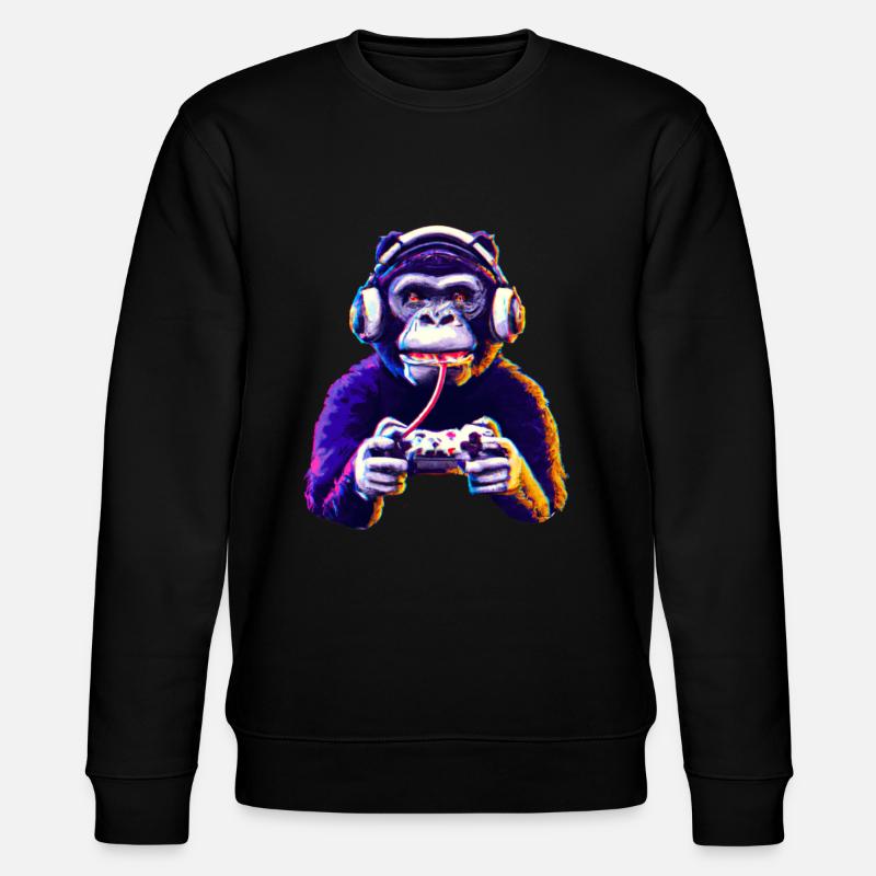 Gamer Affe Spielen - Stanley/Stella Unisex Bio-Sweatshirt CHANGER - Schwarz
