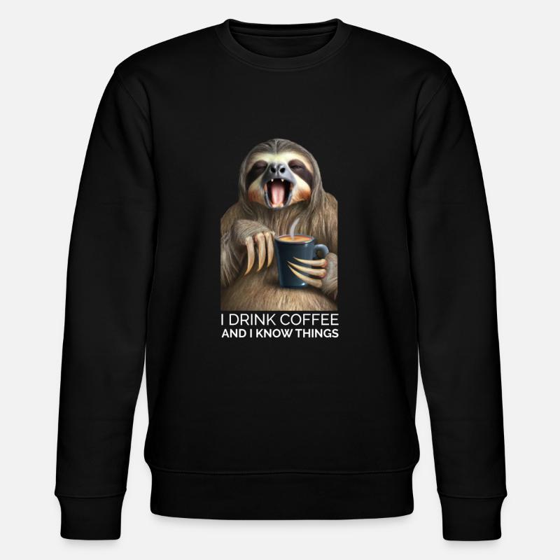 Faultier Kaffee Spruch - Stanley/Stella Unisex Bio-Sweatshirt CHANGER  - Schwarz