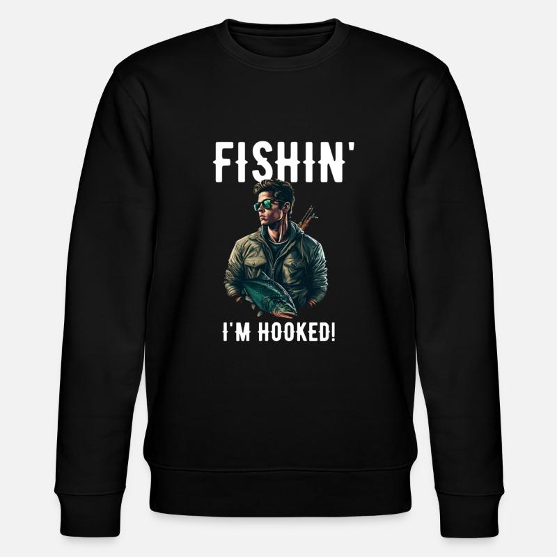 Fishin Ich bin süchtig - Stanley/Stella Unisex Bio-Sweatshirt CHANGER  - Schwarz